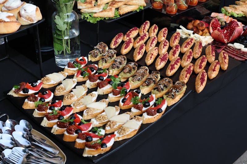 Outdoor event catering with Mexican food station